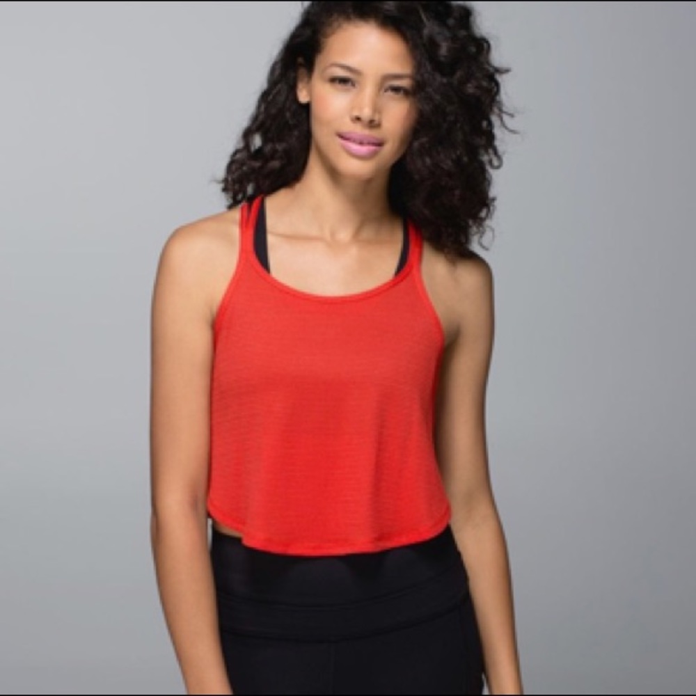 Lululemon Red Cropped Running Tank Flowy